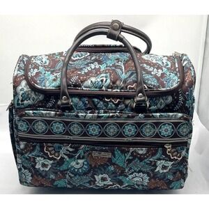 Vera Bradley Java Blue Paisley Rolling Suitcase Travel Luggage